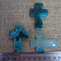 Cruz colgante de ágata azul Teal, Cruz colgante de piedras preciosas